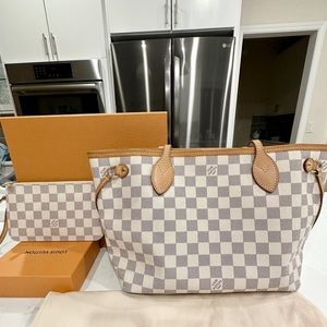 Louis Vuitton Damier Azur Neverfull PM w/ Pouch